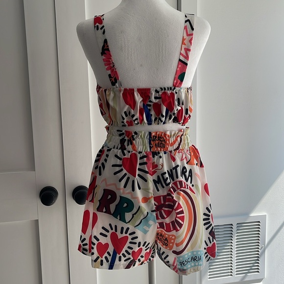 NEW Bad Bunny Concert Outfit top Shorts Set Colorful Rainbow Pride Stretchy S PR - Picture 5 of 6